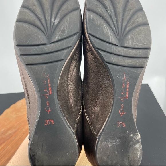 Pas De Rouge criss Cross flats Italian brown Leather Flats 37 1/2 US 7 - Picture 8 of 8